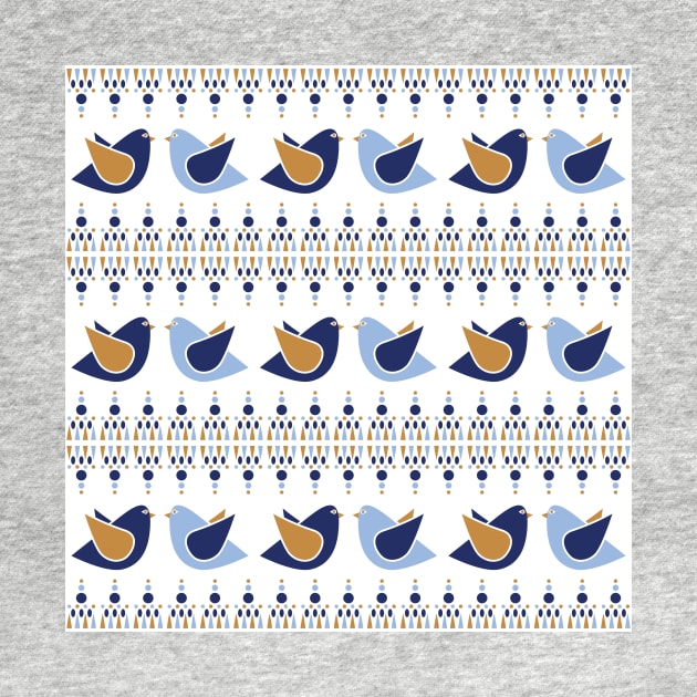 Gold And Blue Birds Pattern by Blue-Banana